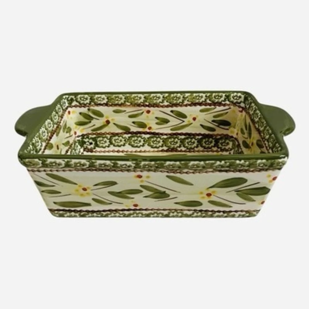 Vintage Temp-tations by Tara Old World Green Ceramic 1.5 QT Baker EXC